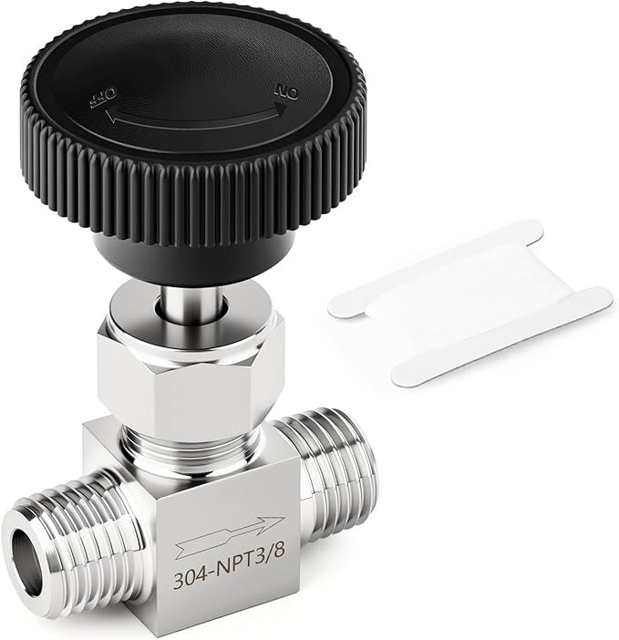 TAISHER 1PCS 304 Stainless Steel Straight Needle Valve 3/8" NPT Male For Flow Control Water Gas Oil