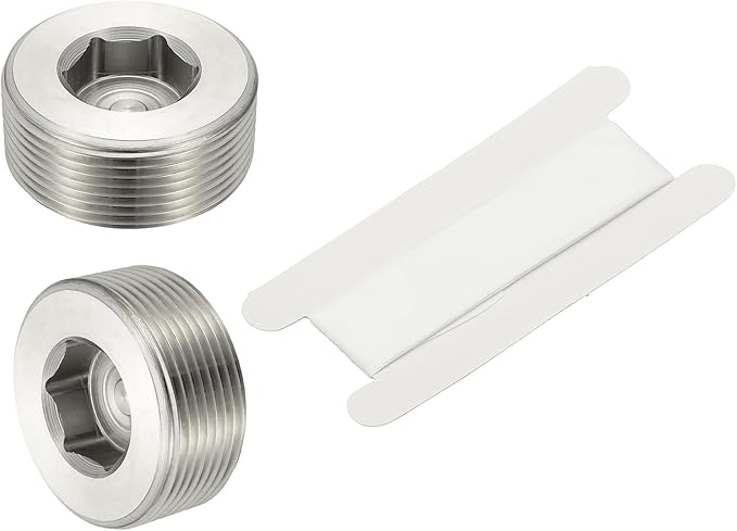PATIKIL 1-1/2" NPT Male Internal Hex Pipe Fitting, 304 Stainless Steel Pipe Plug Fitting Assortment Kit Countersunk Thread Head Socket Pipe Plug Fitting Adapter with Tape, Silver