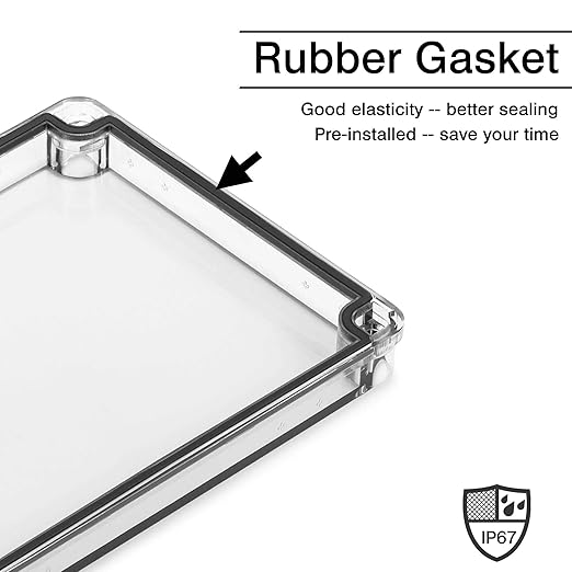 QILIPSU Outdoor Junction Box IP67 Waterproof Project Box ABS Plastic Weatherproof Electrical Enclosure Clear Cover (7.9"x7.9"x5.1" CC)