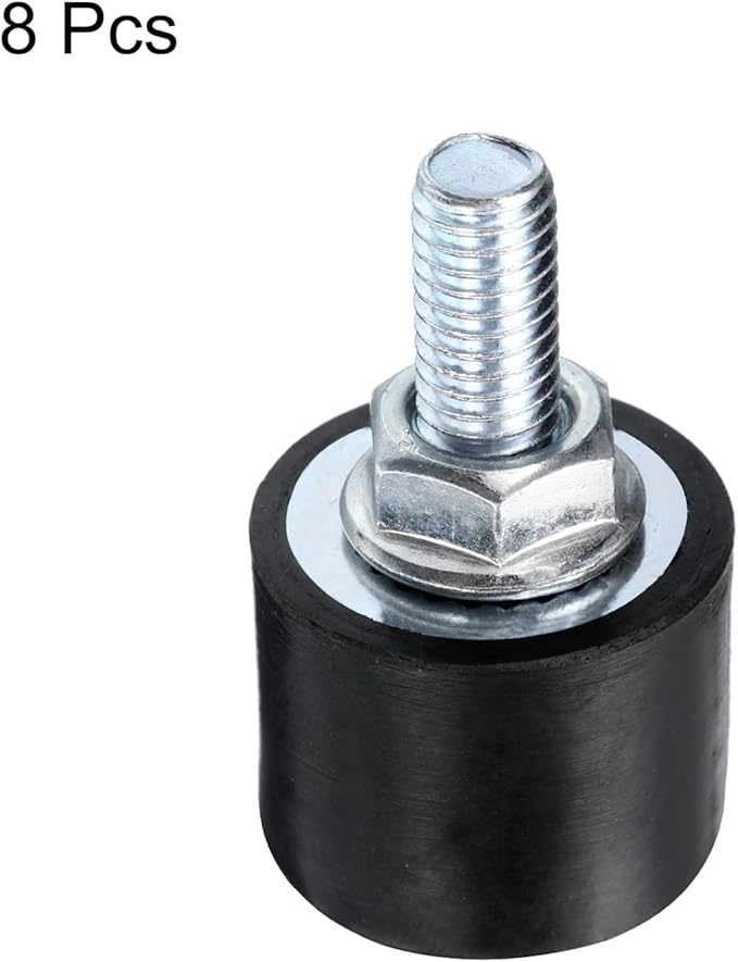 uxcell 8pcs M6x18mm Rubber Isolator Mounts with Studs 20x15mm Male Female Vibration Shock Absorber Zinc Plated Cylindrical Thread Mounts Anti Vibration Isolators with 8pcs M6 Lock Nuts