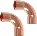 2-Pack HeSun Copper Fittings, 1-1/2-Inch Long Radius 90-Degree Copper Elbow, C x C with Sweat Solder Connection