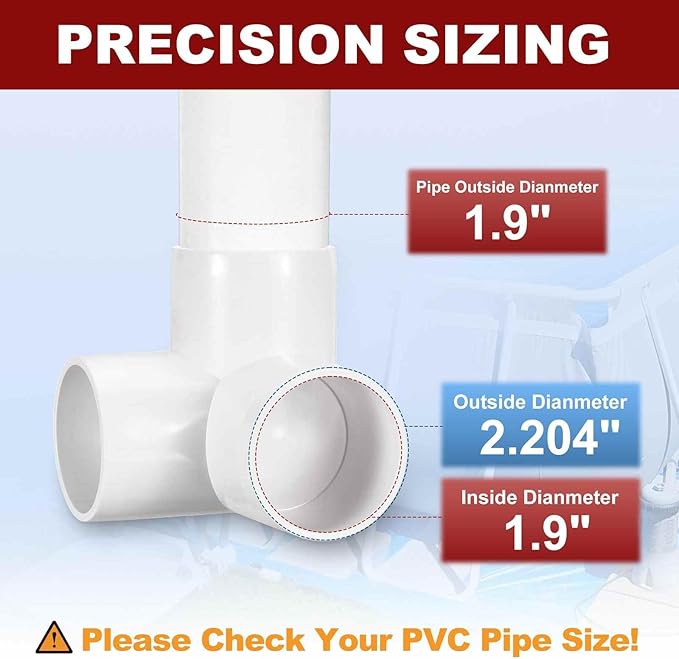 2Pcs 1 1/2" Elbow PVC Fitting, SCH40 3-Way Tee Furniture Grade PVC Pipe Fitting, DIY Corner Elbow Connector for Building Furniture, Greenhouse Frame Connection, Socket x Socket