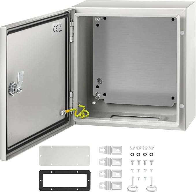 VEVOR NEMA Steel Enclosure 12×12×6,NEMA 4X Steel Electrical Box,IP66 Waterproof & Dustproof,Outdoor/Indoor Electrical Junction Box,with Mounting Plate