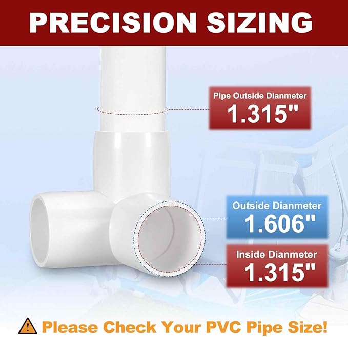10Pcs 1" Elbow PVC Fitting, SCH40 3-Way Tee Furniture Grade PVC Pipe Fitting, DIY Corner Elbow Connector for Building Furniture, Greenhouse Frame Connection, Socket x Socket, White
