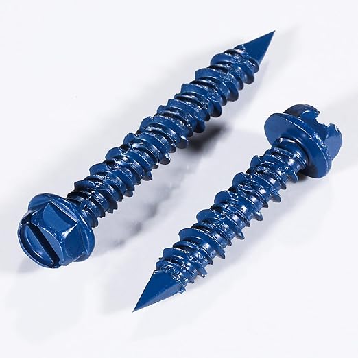 Wensilon(30 PCS) 1/4" * 5" Slotted Hex Concrete Screws Anchor Blue Hexagon Head for Anchoring to Masonry, Block or Brick Stucco