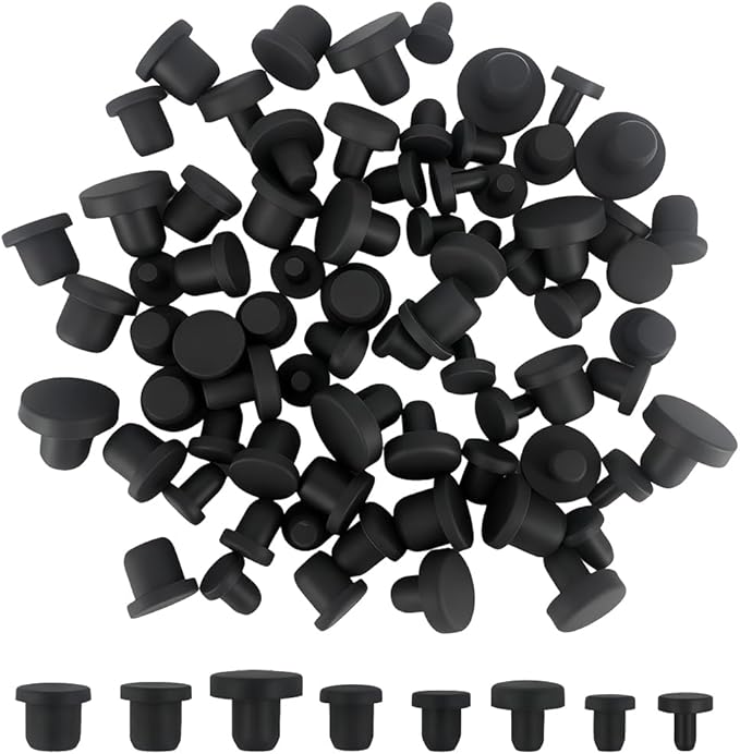 80 PCS Silicone Plugs Rubber Hole Plugs 0.15“ 0.21” 0.23“ 0.25” 0.29“ 0.31” 0.33“ 0.37” Rubber Stopper for Round Holes Waterproof Hole End Covers Soft Flexible Stopper Sealing Plugs Pipe Holes