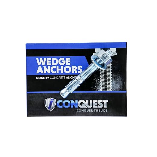 Conquest 5/8" x 4-1/2" Zinc Plated Wedge Anchors (Box of 25) – High Performance Concrete Anchors – Rust Resistant Zinc Plating for Dry Interior Environments – Heavy Duty Fastener for Concrete