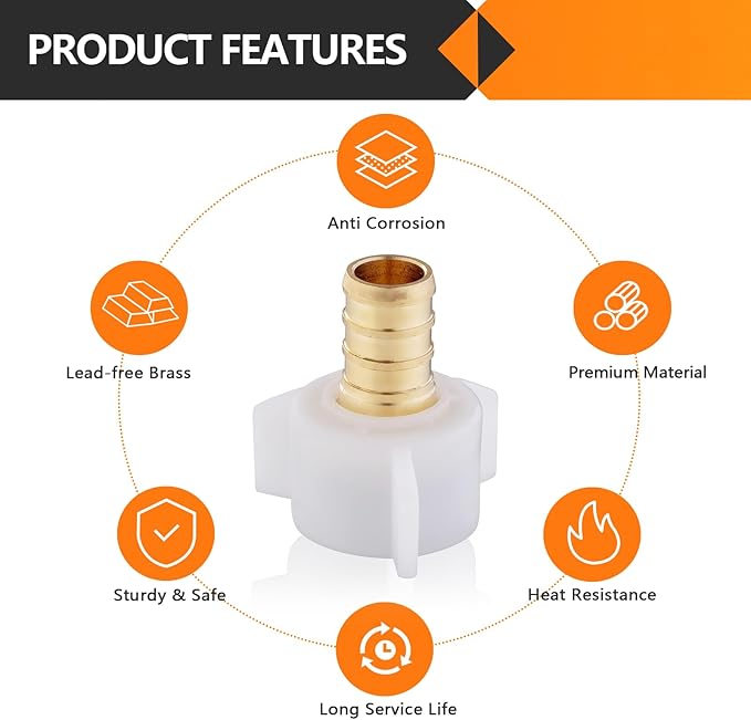 20-Pack HeSun PEX Fittings, 3/4" Pex x 3/4" Female NPT Swivel Adapter, Brass Crimp Fitting for ASTM F1807(PEX1807203-20)