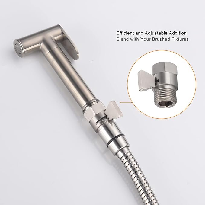 Shower Head Shut Off Valve, Brass G1/2“ Water Flow Control Valve for Shower head and Handheld, Water Pressure Regulator Replacement for Shower System(Brushed Nickel)