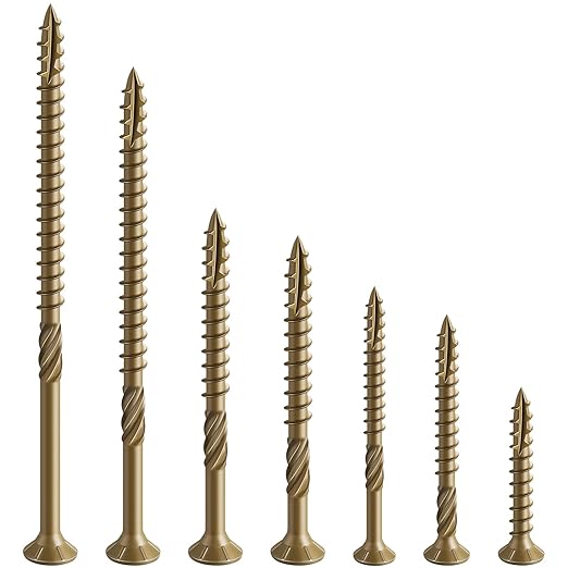 #8 * 1" Deck Screws, (1200pcs) 5 lbs.Exterior Wood Screws, Rust Resistant Epoxy Coated, Bronze, T20 Star Bit