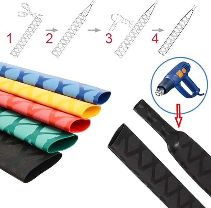 35MM X-Tube Heat Shrink Sleeve Tubing for Rod Handle Cork Non Slip Waterproof Insulation 1 Meter Black (Black, 35mm)