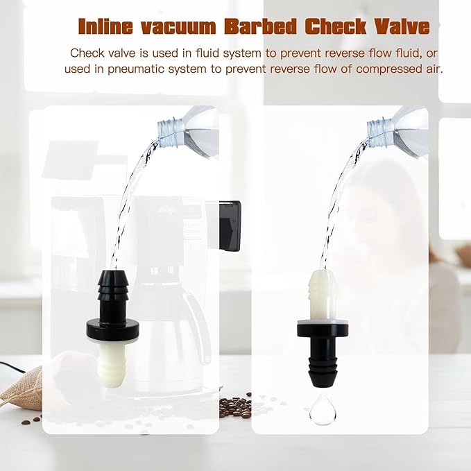 YYU 2pcs One Way Inline Check Valve, 3/8 Inch 10mm Plug-in Check Valve One-way for Liquids Gas Fuel Water Gas Air