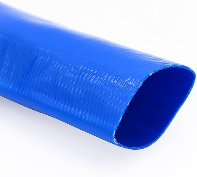 DAVCO 3" x 50 ft Pool Backwash Hose, Heavy Duty Reinforced Blue PVC Lay Flat Water Discharge Pump Hoses For Swimming Drain Pools and Clean Filters,with 1 Clamp