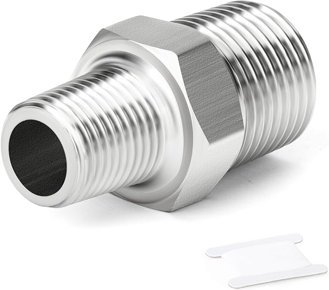TAISHER 10PCS 304 Stainless Steel New Hex Nipple, 3/8" NPT Male x 1/4" NPT Male, Reducing Pipe Adapter Fitting