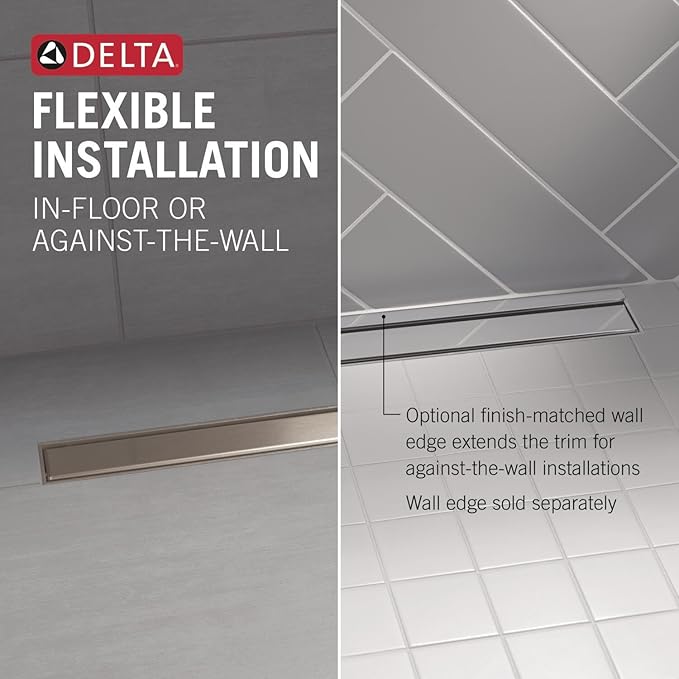 Delta Faucet 36-Inch Linear Shower Drain Wall Edge in Polished Nickel