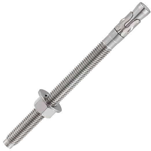 5Pcs 5/8x8 Inch Standard Fasteners for Heavy-Duty 304 Stainless Steel Wedge Anchors for Cement and Concrete