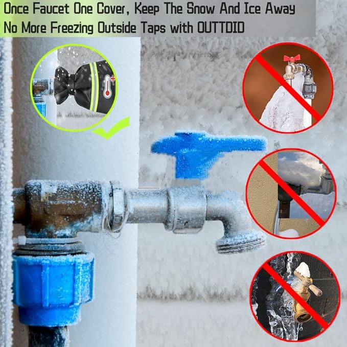 2 Pack Outdoor Faucet Covers for Winter, 8.2" W x 20" H Outside Yard Hydrant Protector Socks Winter, Insulated Hose Bib Protector Cover, Spigot Pipe Cover Freeze Protection Black
