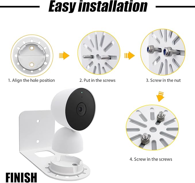 Large Metal Wall Mount Holder fits for Google Nest Indoor 2nd Generation Wired Security Cam, Flexible Installation Camera Shelf for Better View Angle Mount on Wall Deck,1 Pack