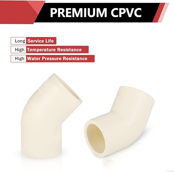 50-PACK EFIELD CPVC Elbow,1/2" Slip x Slip 45-Degree Elbow Fitting,(CPVC007-20-50PCS)
