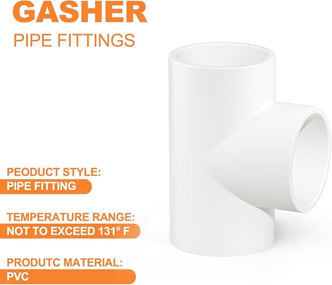 GASHER 12PCS PVC Pipe Fitting 1-1/4" PVC 3 Way Tee Furniture Grade Pipe Socket Fittings, For Home or Industrial