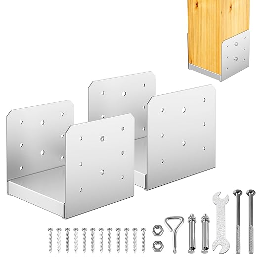 6"x 6" Post Base, 2Pcs Stainless Steel Adjustable Post Anchor Bracket(Internal 5.5 x 5.5), Adjustable Post Base for Pavilion Deck Porch Handrail Railing Support Decorative Anchor Plate