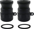 2PCS Camlock Fittings Poly NPT A-150 1-1/2" Type A Standard Couplings Cam lock Fittings Polypropylene Cam Groove Fitting Male Camlock with Female Threads (1.5 inch, Type A)