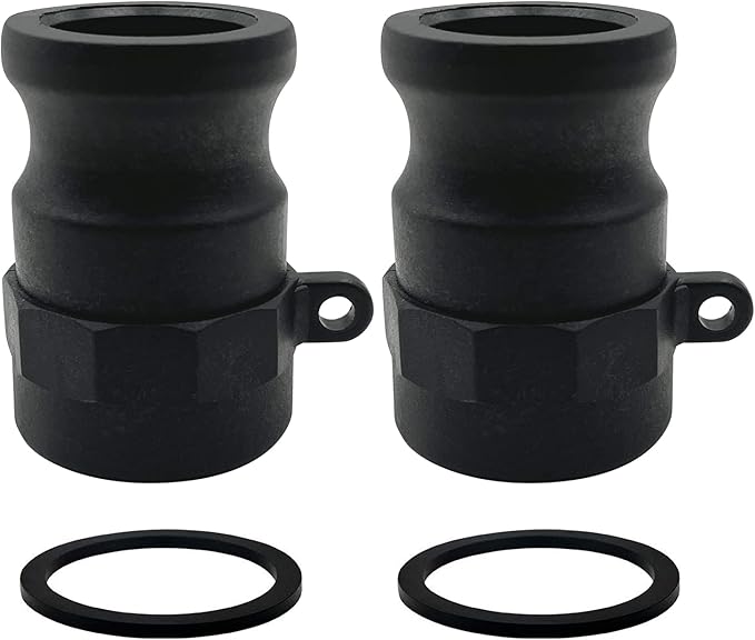 2PCS Camlock Fittings Poly NPT A-150 1-1/2" Type A Standard Couplings Cam lock Fittings Polypropylene Cam Groove Fitting Male Camlock with Female Threads (1.5 inch, Type A)