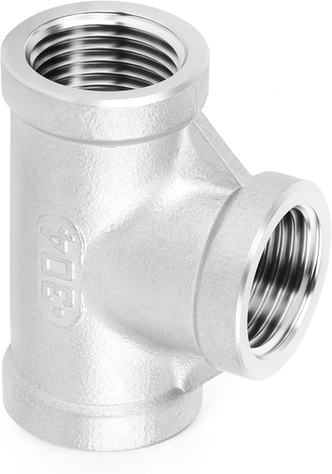TAISHER 5PCS Stainless Steel Tee Pipe Fittings, 3/8" x 3/8" x 3/8" NPT Female Pipe Fittings