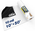 Crawl Space Vapor Barrier, 10 Mil Vapor Barrier, 10' x 50', Drop Cloth Moisture Barrier Covering for Crawlspace Encapsulation, Thick Plastic Sheeting, Polyethylene Film, Black and White Panda Film