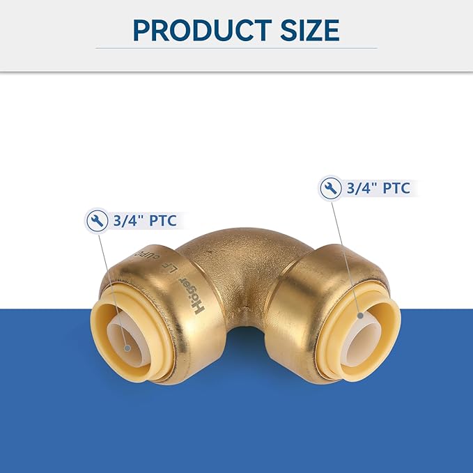 3/4" 90-Degree Pushfit Elbow,12 Pack Push-fit Elbows with 1 Pack Disconnect Clip, Push-to-Connect Plumbing Fittings for PEX, Copper, CPVC
