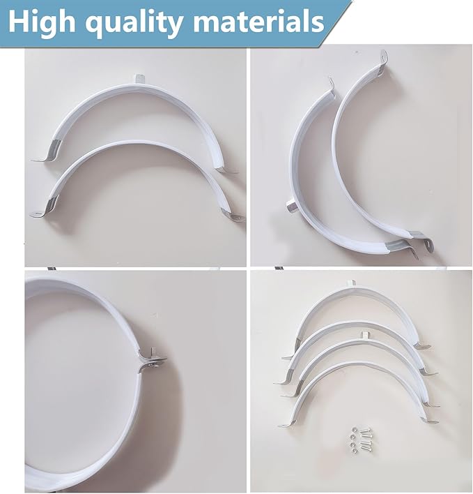 2 Sets 4" Inch Premium Hose Pipe Clamp，Heavy Duty Galvanized Iron Stove Pipe Hanger Strap，Wall Support Chimney and dryer vent clamp，Round Split Ring Conduit Metal PVC Tube Kit，with Rubber Cushioned