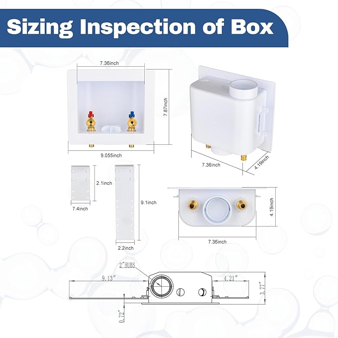 5-PACK GUOFIS Washing Machine Outlet Box, PEX Laundry Washer Box with Central and Side Drain Design(1/2"PEX-A Expansion Connection Inlet X 3/4"MHT Outlet)(WM003-5Pack)