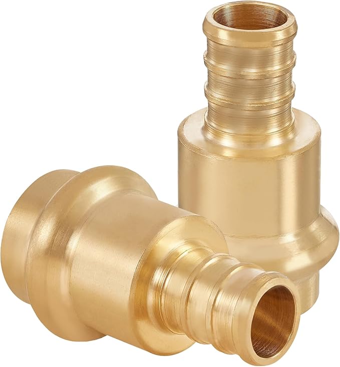 50-Pack HeSun Copper Press Fitting Adapter,1/2" PRESS X 1/2" PEX F1807 Crimp Coupling, LF Brass(PEX1807344-50)