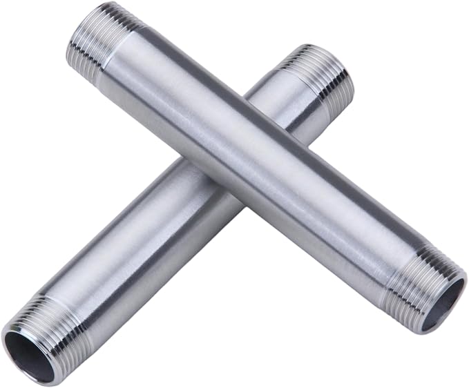 CONSTELLAR 304 Stainless Steel Pipe Fitting - 1/2" NPT Male x 1/2" NPT Male Threaded Thickened Pipe Wall, 150mm (6 inch) Length Heavy Nipple Seamless Pipe (1 Pcs)