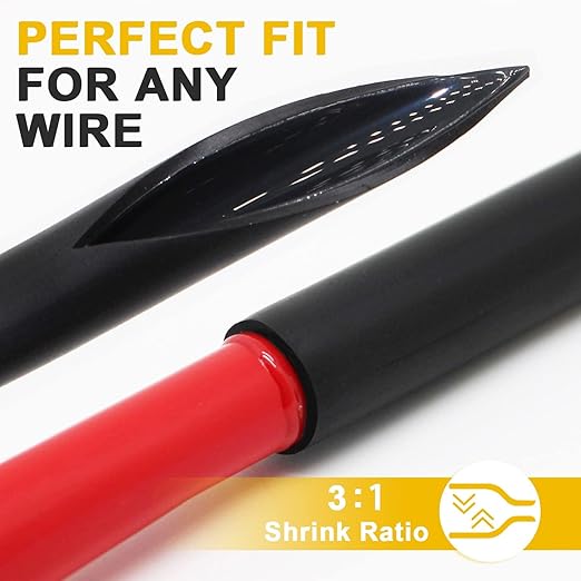 TKDMR 26 Ft 1/4" Heat Shrink Tubing - 3:1 Ratio Marine Grade Heat Shrink,Wire Cable Adhesive Lined Tube Insulation Seal Against Moisture Corrosion and Air Leakage.Black