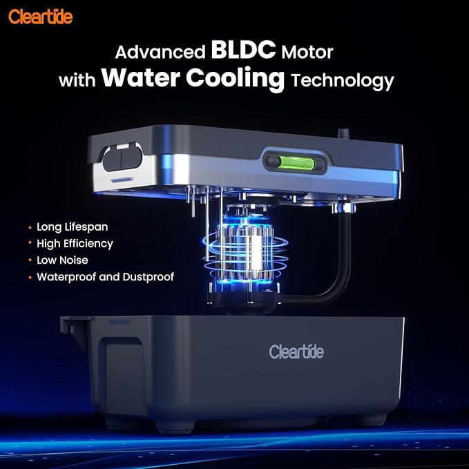 Cleartide Condensate HVAC Pump, Ultra-Quiet 25dB, 1/30 HP 135 GPH, 100-240V, Automatic Condensate Removal Pump with Safety Switch and Tubing for Air Conditioner/Furnace/Dehumidifier/Ice Machine
