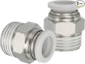 MECCANIXITY 2 Pcs NPT Push to Connect Air Fittings, Male Straight 1/2" Tube OD x 1/2" NPT Thread Air Quick Connector Coupling Adapter for Gas Hose Pneumatic Tools, White