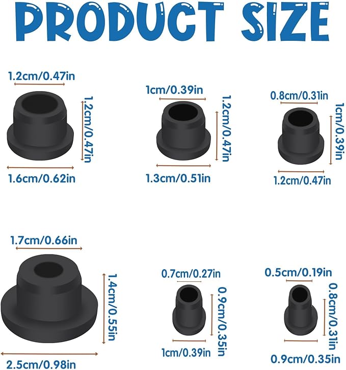 115 Pcs T-Type Silicone Rubber Grommet Kit, 6 Sizes Bushings for Wiring, T-Type Design Grommets for Hydroponics, Valve & Pipe Repair, Cable Protection in Automotive, Gardening & Industrial Use