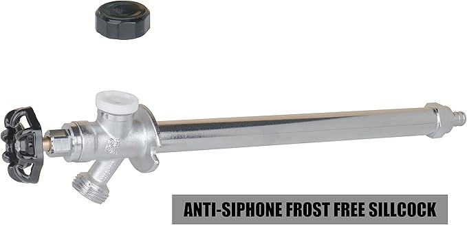 WHK 8 Inch Frost Proof Anti-Siphon Sillcock 1/2 Inch PEX B X 3/4 Inch Hose Bibb, Brass Finish
