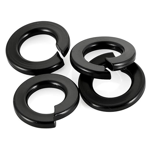 M8 Black Spring Lock Washer, 304 Stainless Steel, Black Coating Split Lock Washer Elastic Gasket, for Screws Fasteners, 50 PCS