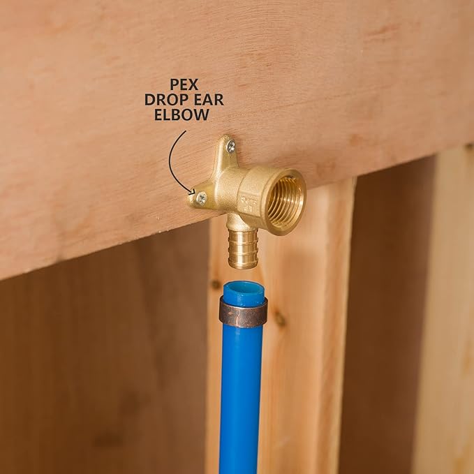 PEX Fittings, 1/2 Inch Female NPT Pex Drop Ear Elbow, Brass Fittings for Pex Pipe Connect(PEX1807159-20Pack)