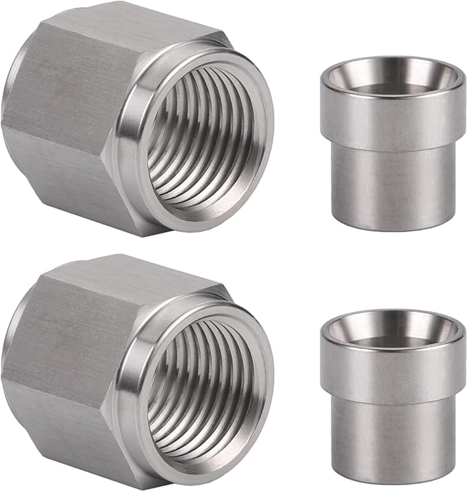 6AN Hardline Stainless Steel Tube Nut and 5/16 Sleeve Fitting for 5/16" OD Tubing, 2 Sets
