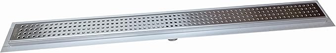 SereneDrains 304 Stainless Steel Brushed Nickel Linear Shower Drain Kit Traditional Square Linear Shower Drains for Tile Floor Long Hair Catcher Strainer Grate Cover Bathroom (16 Inch)