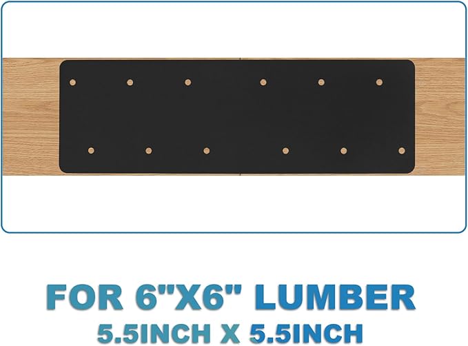 2 Pcs 15.7"x5"Straight Steel Flat Plate,Heavy Duty Mending Plate With Black Powder-Coated Joining Brackets, I Shape Strap Metal Plate with Fit 6x6,8x8 for Repair House,Furniture,Pavilion,Truss framing
