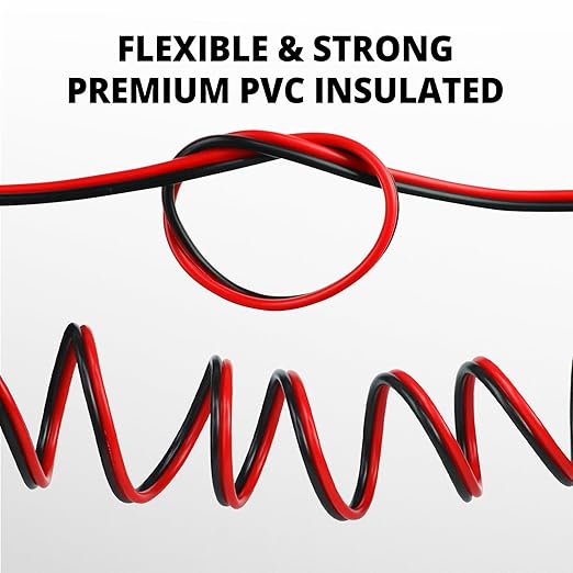 NAOEVO 16 Gauge Wire 200FT, 2 Conductors Electrical Wire Red Black Cable, Flexible/Low Voltage/PVC 16 AWG Copper Clad Aluminum Extension Cord for Speaker, LED Strips, Automotive 12V/24V DC