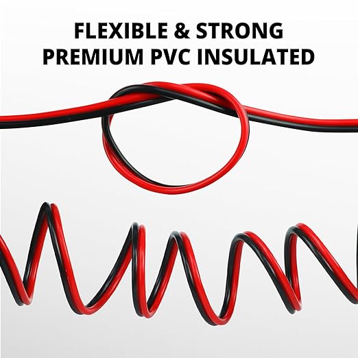 NAOEVO 12 Gauge Wire 500FT, 2 Conductors Electrical Wire Red Black Cable, Flexible/Low Voltage/PVC 12 AWG Copper Clad Aluminum Extension Cord for Speaker, LED Strips, Automotive 12V/24V DC