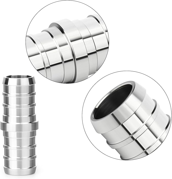 TAISHER 10PCS 304 Stainless Steel Pex Fittings, 3/4" Pex Coupling With 20PCS Hose Clamp For Pex Tubing Pipe