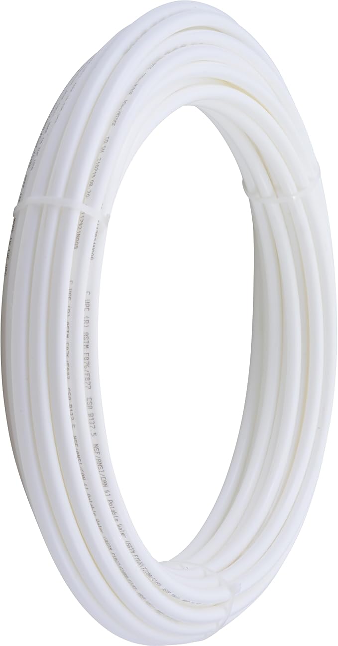 SharkBite 3/8 Inch x 100 Feet White PEX-B, PEX Pipe Flexible Water Tubing for Plumbing, U855W100