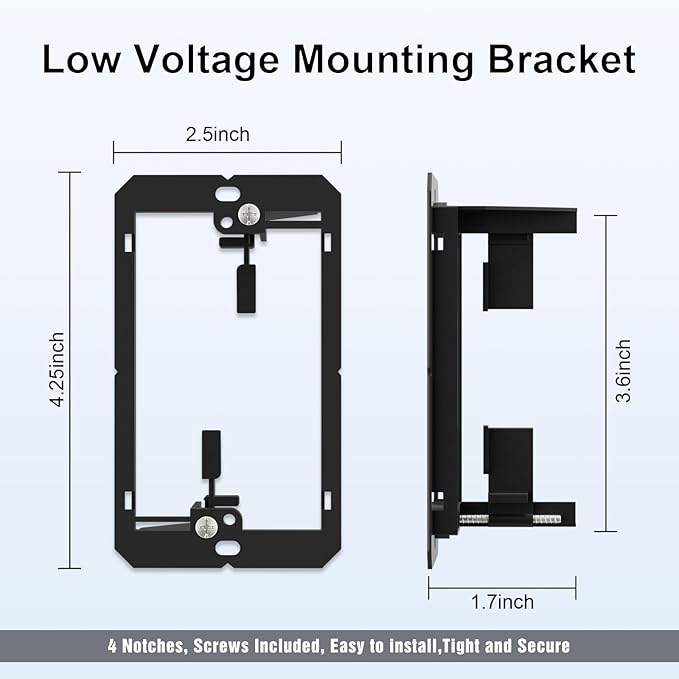 FGB 10 Pack Brush Wall Plate with Low Voltage Mounting Bracket, Cable Pass Through Wall Plate for Wires, Single Gang Cable Access Strap, Wall Socket - White