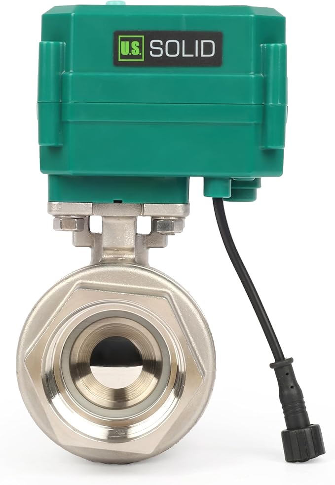 U.S. Solid 1-1/2" Smart Motorized Ball Valve - Stainless Steel Remote App Mobile-control Electrical Ball Valve with Manual Switch, Plug Connection